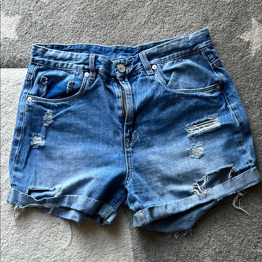Blank NYC Distressed High Waisted Shorts